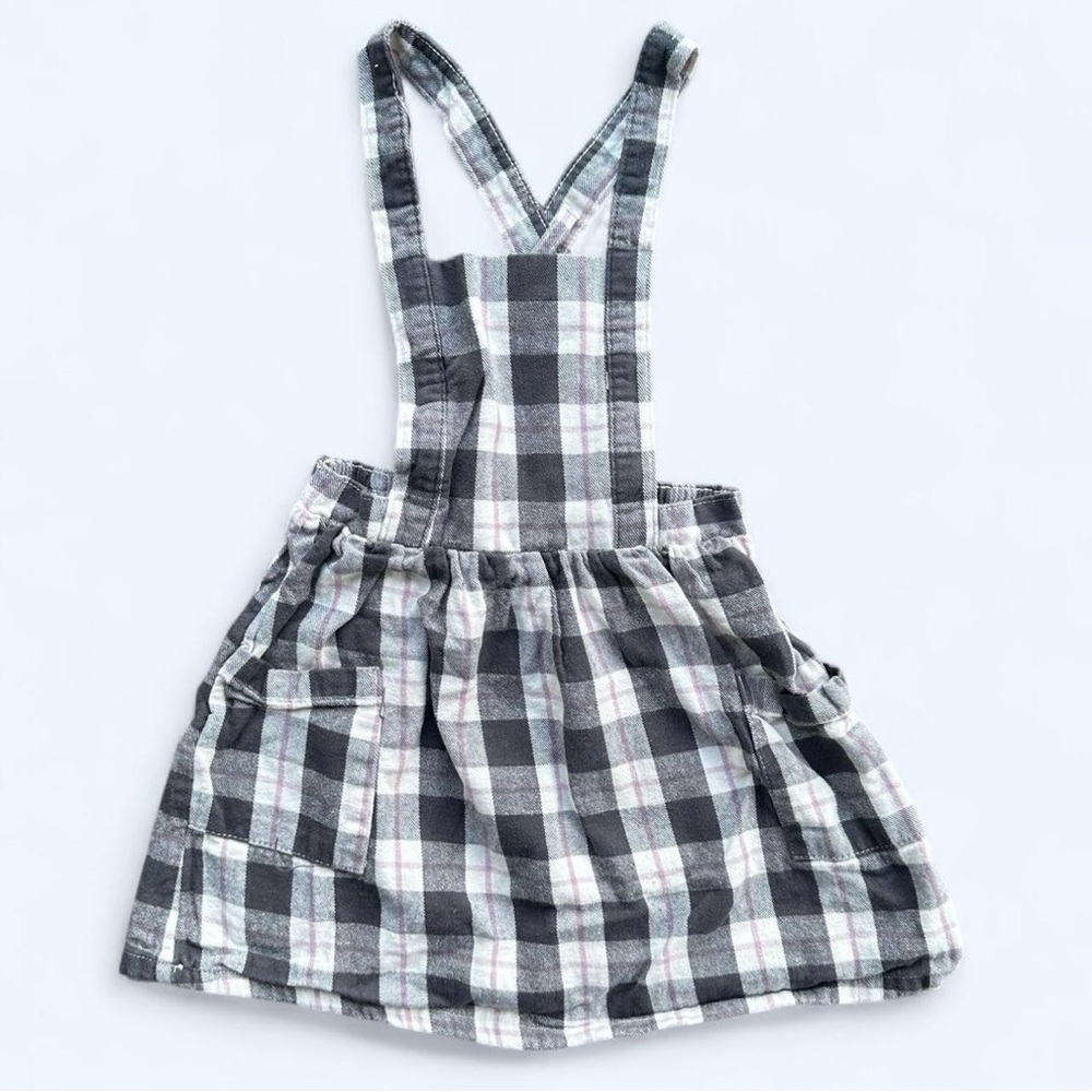 Wonder Nation Plaid Pinafore Dress in White/Purple Size 4T